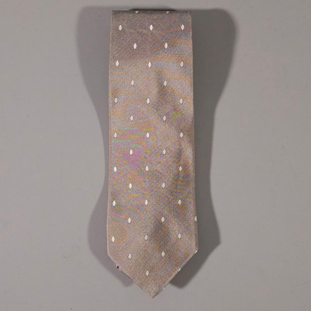 Lorenzini Necktie Mens OS Taupe Silk Diamond Pattern Hand Made in Italy